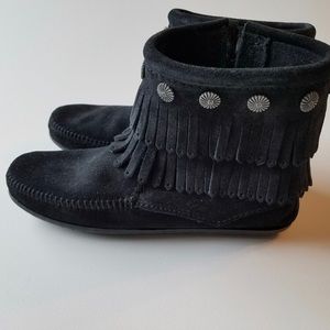 Minnetonka Black Suede Ankle Boots